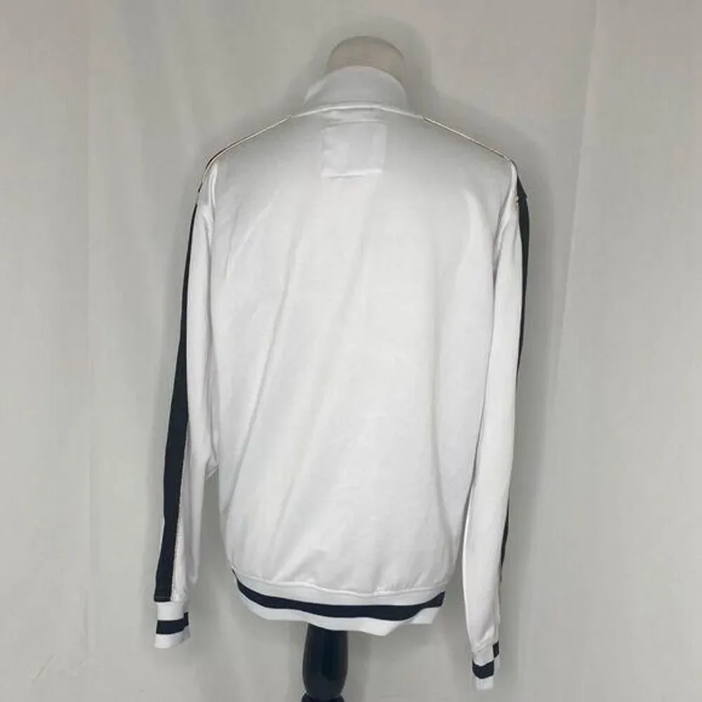 CSG Track Jacket Mens Medium White Black Full Zip Athletic Long Sleeve